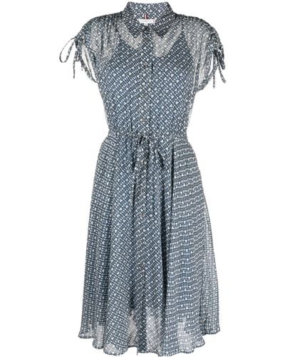 Tommy Hilfiger Midi-jurk Met Bloemenprint - Blauw