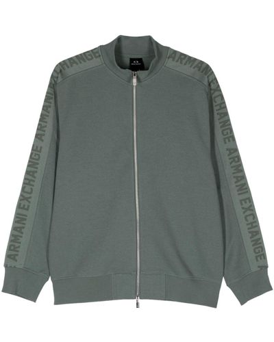 Armani Exchange Sweater Met Logo Jacquard En Rits - Groen