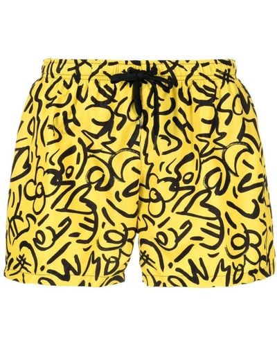 Moschino Abstract-print Swim Shorts - Yellow