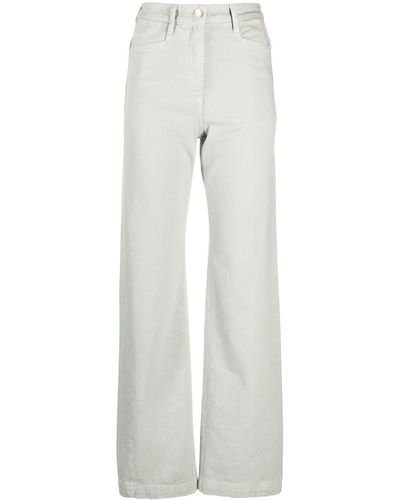 Low Classic Gerade High-Waist-Jeans - Grau