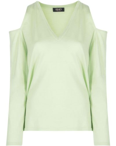 Liu Jo Knitted Open-shoulder Sweater - Green