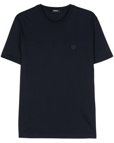 Versace Compact cotton jersey T-shirt - Blau