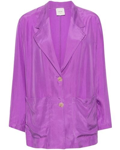 Alysi Single-breasted Silk Blazer - Purple