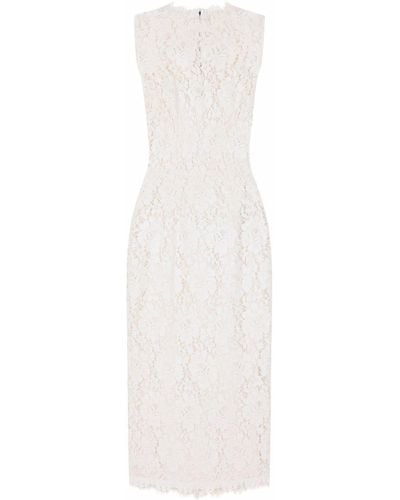 Dolce & Gabbana Floral-lace Midi Dress - White