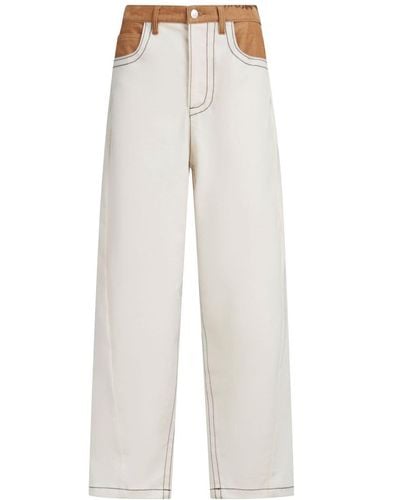 Marni Pantaloni dritti con cuciture a contrasto - Bianco