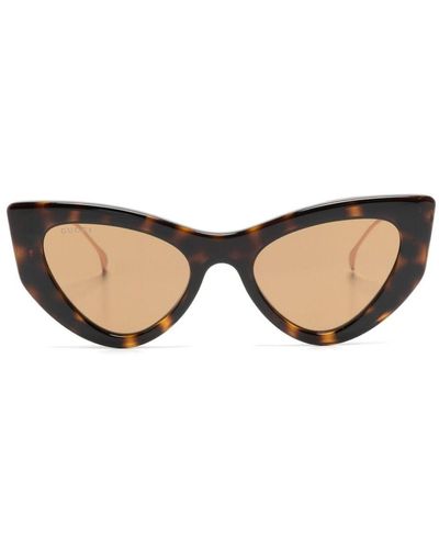 Gucci Tortoiseshell-effect Cat-eye Sunglasses - Natural