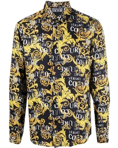 Versace Jeans Couture Hemd mit Signature-Barocco-Print - Gelb