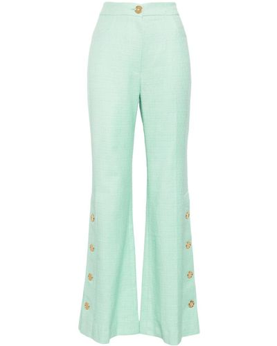 Patou Button-hem Tweed Flared Trousers - Green
