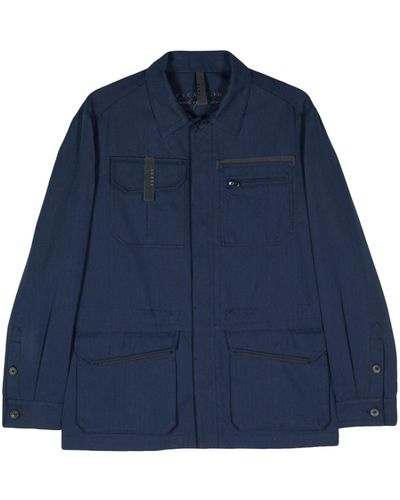 Sease Button-up Herringbone Shirt Jacket - Blue