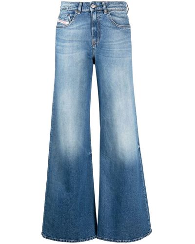 DIESEL Weite High-Waist-Jeans - Blau