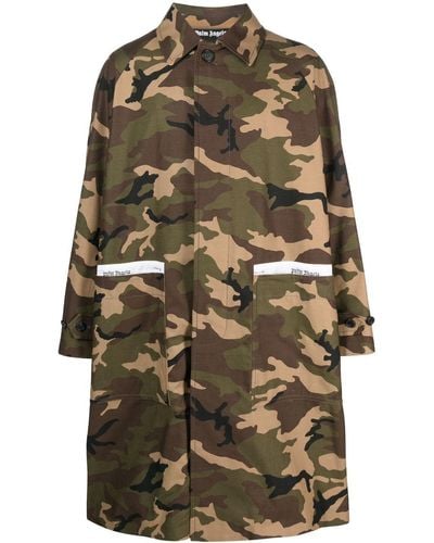 Palm Angels Sartorial-tape Camouflage-print Coat - Brown