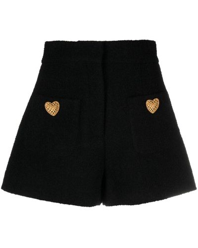 Moschino Tweed-Shorts mit Knöpfen - Schwarz
