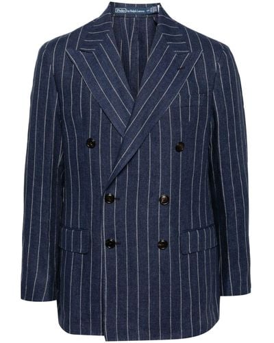 Polo Ralph Lauren Stripe-pattern Linen Blazer - Blue