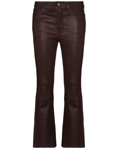 FRAME Le Crop Leather Flared Pants - Brown