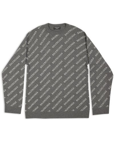 Balenciaga Allover Logo Sweater - Gray