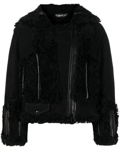 Tom Ford Shearling Zip-up Leather Jacket - Black