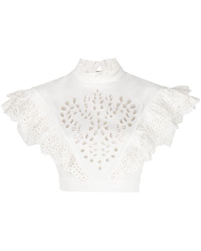 Sportmax Perforated Cotton Blouse - White