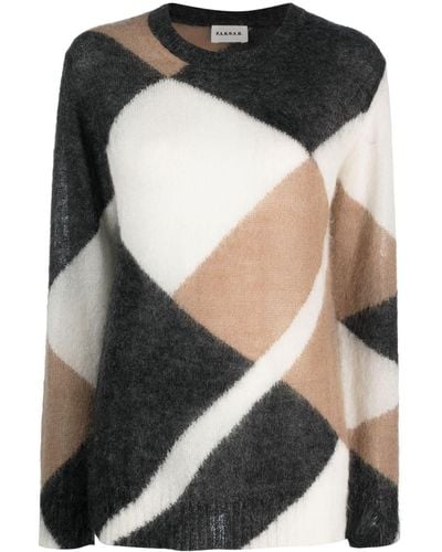 P.A.R.O.S.H. Geometric-pattern Mohair Sweater - Black