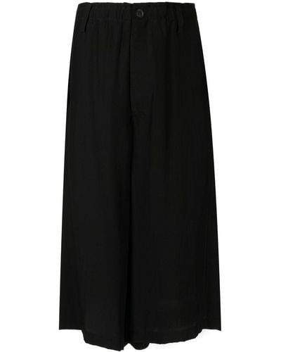 Yohji Yamamoto O-side Plush Drop-crotch Silk Pants - Black