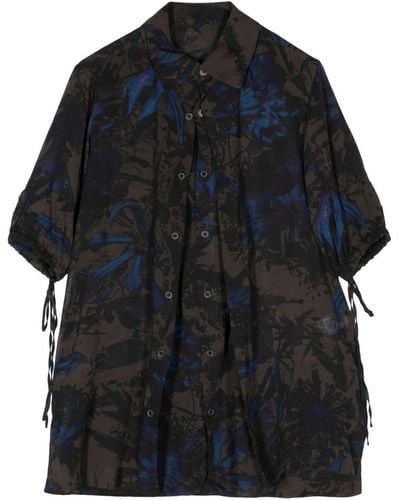 Y's Yohji Yamamoto Hemd mit Blumen-Print - Blau