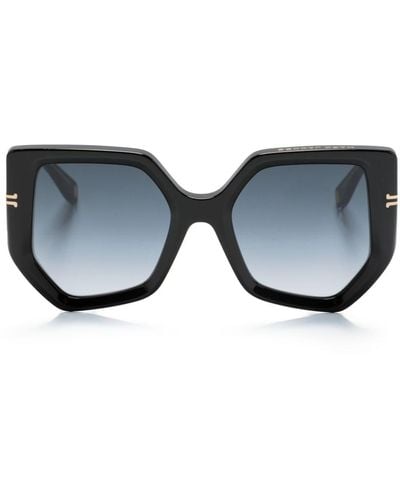 Marc Jacobs Logo-engraved Geometric-frame Sunglasses - Blue