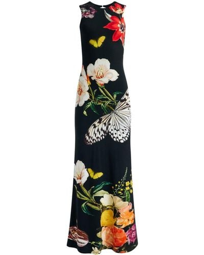 Alice + Olivia Delora Floral-print Gown - Black