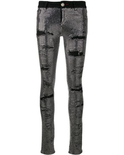 Philipp Plein Skinny-Jeans mit Kristallen - Schwarz