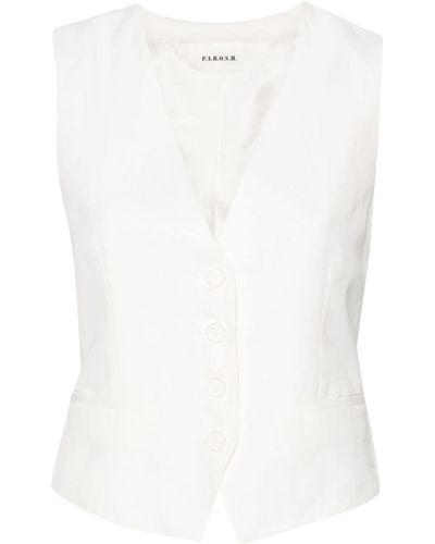 P.A.R.O.S.H. Textured-finish V-neck Waistcoat - White