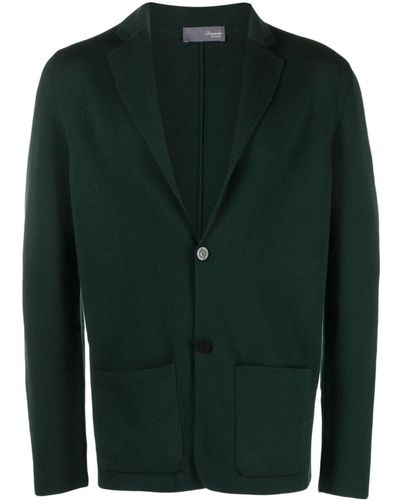 Drumohr Peak-lapels Merino Wool Cardigan - Green