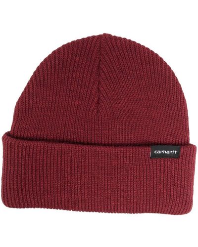 Carhartt Logo-tag Ribbed-knit Beanie - Red