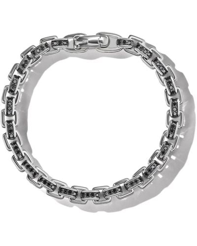 David Yurman Sterling Silver And Diamond Box Chain Bracelet - Metallic