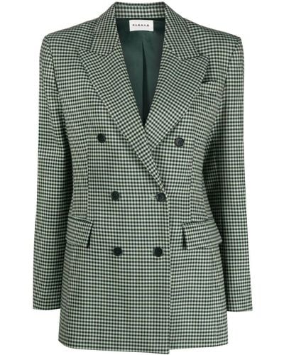 P.A.R.O.S.H. Gingham-check Double-breasted Blazer - Green