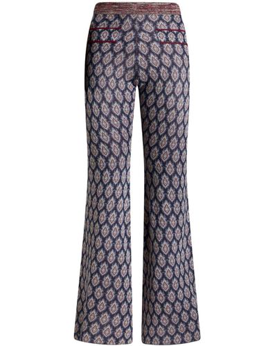 Etro Jacquard-pattern Knit Trousers - Blue