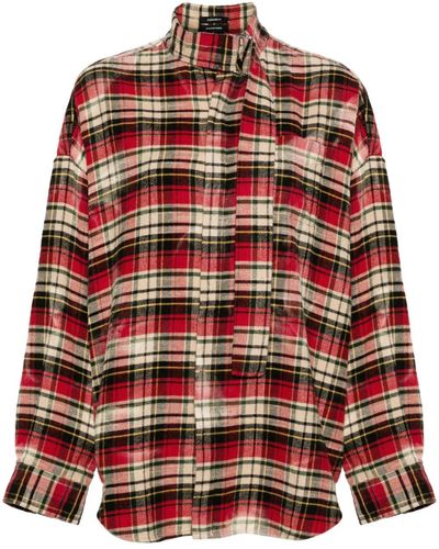 R13 Plaid-check Flannel Shirt - Red