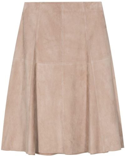 Arma A-line Suede Skirt - Natural