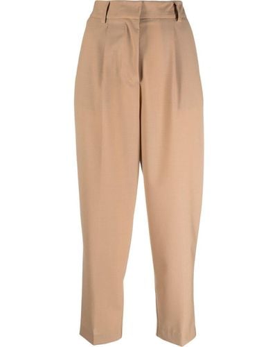 Semicouture Cropped Tapered-leg Pants - Natural