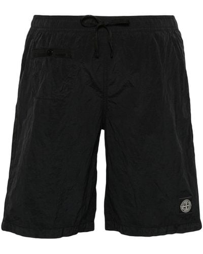 Stone Island Compass-appliqué Econyl® Swim Shorts - Black