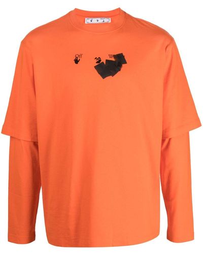 Off-White c/o Virgil Abloh Jumbo Marker-print Layered T-shirt - Orange