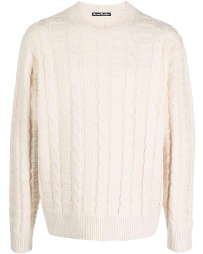 Acne Studios Cable-knit Wool-blend Sweater - White