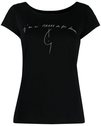 agnès b. Slogan-print Cotton T-shirt - Black