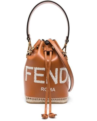 Fendi Small Mon Tresor Leather Bucket Bag - Brown