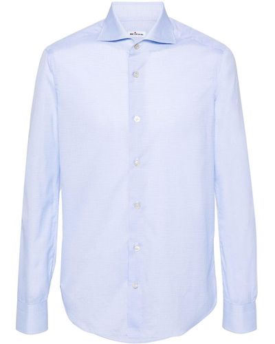 Kiton Gingham-pattern cotton shirt - Blau