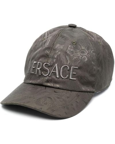 Versace Paisley-print Embroidered-logo Baseball Cap - Grey