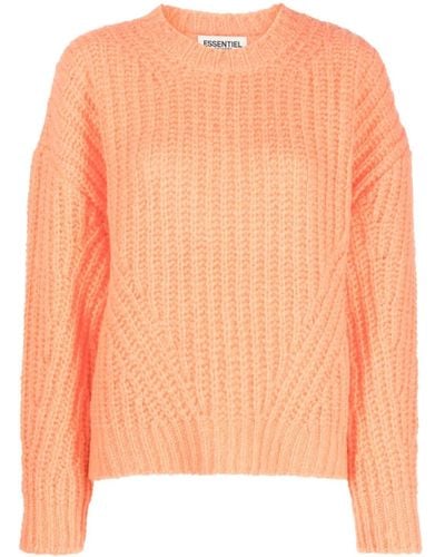 Essentiel Antwerp Ribbed-knit Drop-shoulder Sweater - Orange
