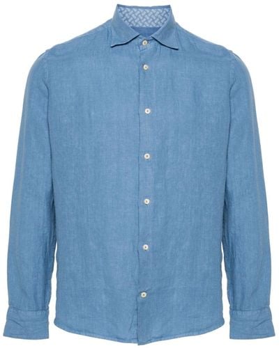 Drumohr Classic-collar Linen Shirt - Blue