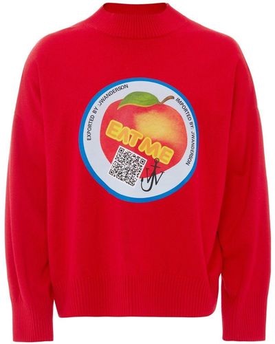 JW Anderson Eat Me Graphic-print Jumper - Red
