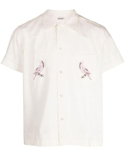 Bode Embroidered Short-sleeve Shirt - White