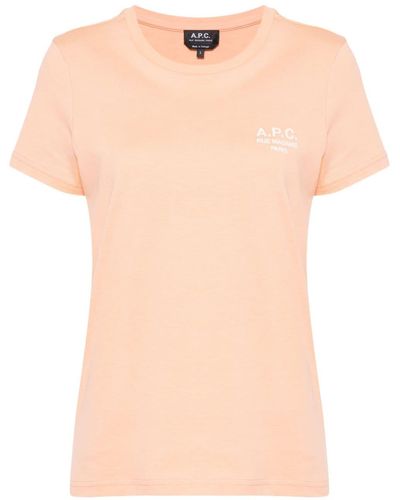 A.P.C. Raymond Logo-embroidered Cotton T-shirt - Pink