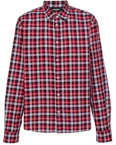 DSquared² Geruit Overhemd - Rood
