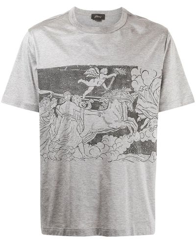 Brioni T-Shirt mit grafischem Print - Grau